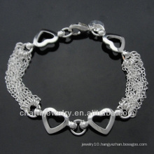 Hot sale Fashion 925 Silver bracelet with heart pendant for women BSS-008